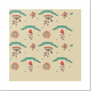 Elegance Seamless pattern with flowers Posters and Art